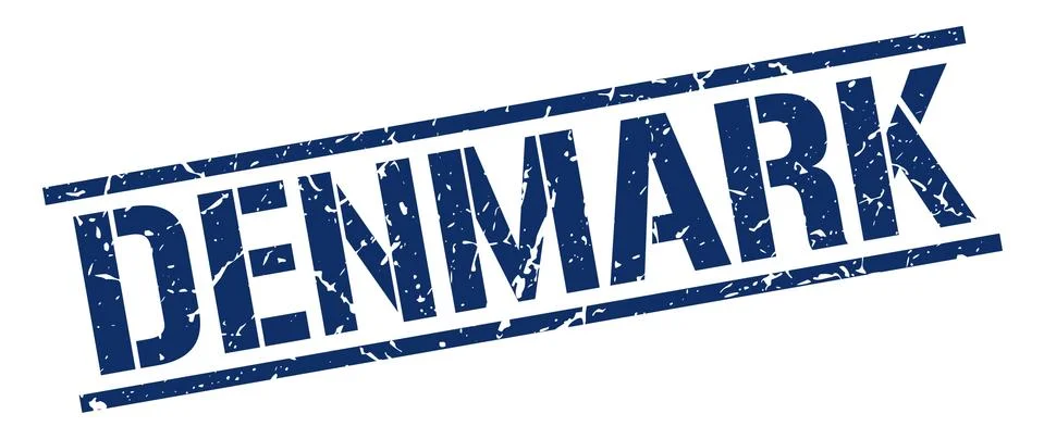 Denmark blue square stamp Stock Illustration