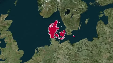 Denmark Border and Geopolitical Map Topography Animation 4K 库存影片 330383370