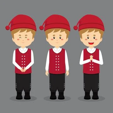 Denmark Character with Various Expression Stock Illustration