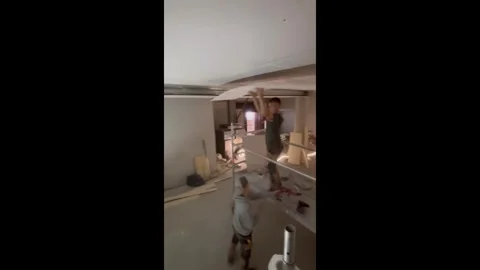Denmark: Construction break prank goes wrong in Copenhagen, Denmark Stock Footage 320613599