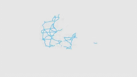 Denmark Country Line Map Self Drawing Animated Overlay, Alpha 4K Stock Footage 340289737