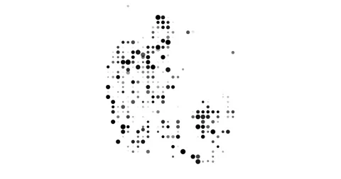 Denmark Country Map Animated with Dots Stock Footage 313127830