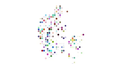 Denmark Country Map Animated with Dots Stock Footage 313128095