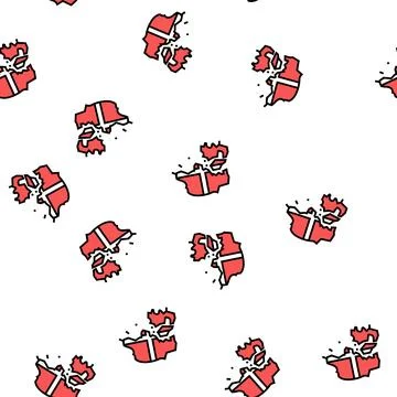 Denmark country map flag vector seamless pattern Illustrazione stock