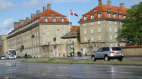 Denmark - cross roads &amp; flag Stock Footage 22029620