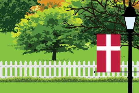 Denmark Day Trees Lamp Vector Illustration Illustrazione stock