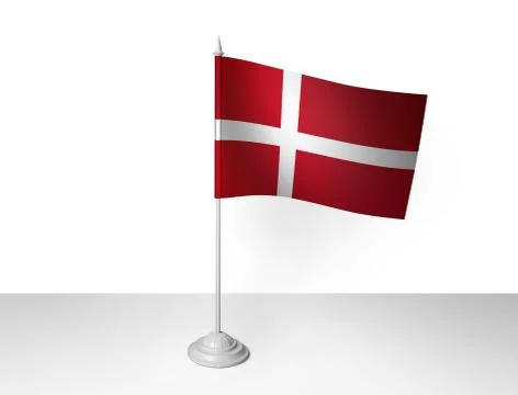 Denmark desk flag waving 3D rendering isolated white background Stock Illustration