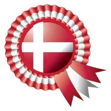 Denmark detailed silk rosette flag, eps10 vector illustration Stock Illustration