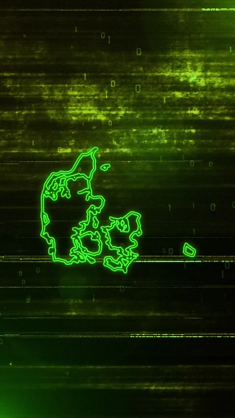 Denmark Digital Futuristic Glitch Map Stock Footage 334592669