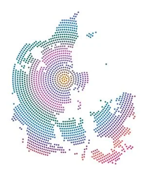 Denmark dotted map. Digital style shape of Denmark. Tech icon of the countr.. Stock Illustration