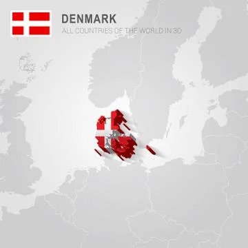 Denmark drawn on gray map. Stock Illustration