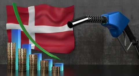 Denmark - dropping fuel prices concept - 3D illustration Stock Illustration