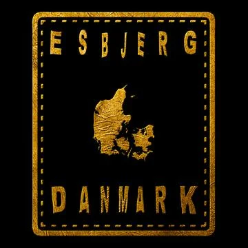 Denmark Esbjerg Seal Map Design Stock Illustration