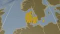 Denmark extruded. Bumps. Graticule. 4k or 4k+ Resolution