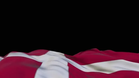 Denmark fabric flag waving on the wind loop. Denmark embroidery stiched cloth Video stock 194415520