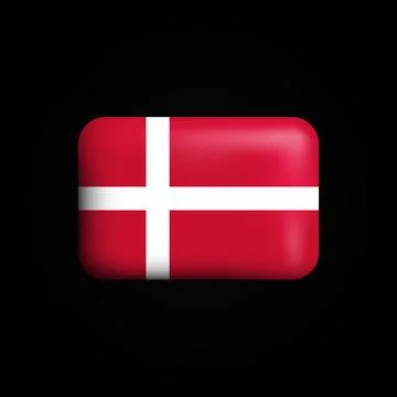 Denmark Flag 3D Icon. National Flag of Denmark Stock Illustration