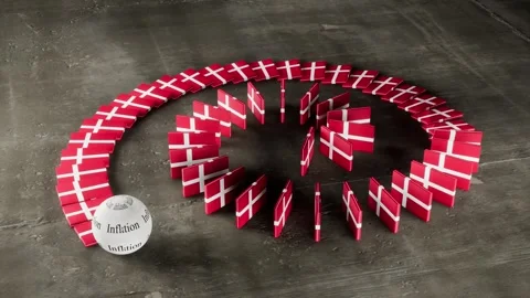 Denmark Flag - Affected by Inflation Video stock 321599728