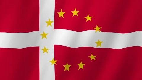 Denmark Flag and EU Flag 4K Video. Flags of the Denmark and the European Union  Stock Footage 255023975