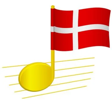 Denmark flag and musical note Stock Illustration