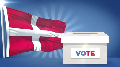 Denmark Flag and voting box general election 2027 Stock Footage 343462560