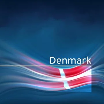 Denmark flag background. Abstract danish flag in blue sky. National holiday card Stock Illustration