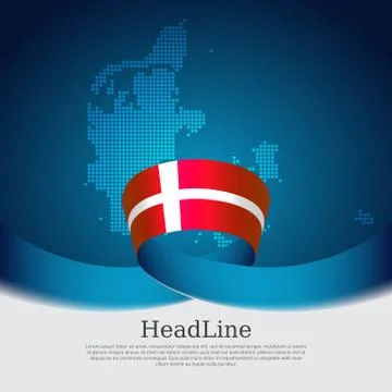 Denmark flag background, map. Danish national poster, banner, business flyer Stock Illustration