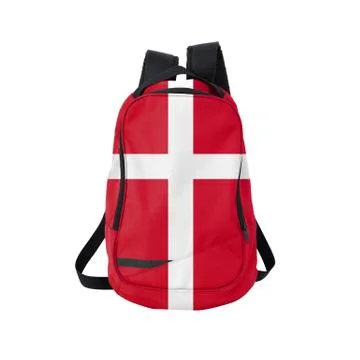 Denmark flag backpack isolated on white Stock Photos