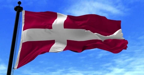 Denmark Flag Blowing in the Wind Видео 76664171