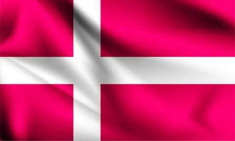 Denmark flag blowing in the wind. part of a series. Denmark waving flag. Stock Illustration