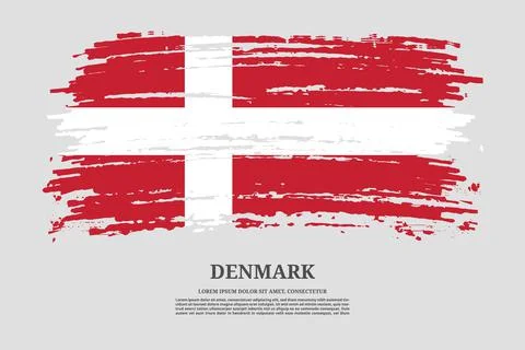 Denmark flag with brush stroke effect and information text poster, vector Illustrazione stock
