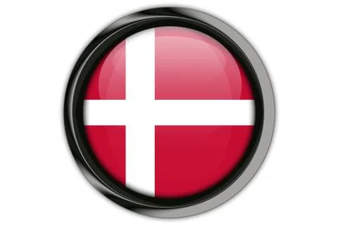 Denmark flag in the button pin Isolated on White Background Stock Photos