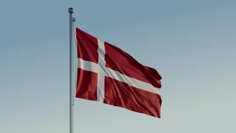 Denmark Flag: Cinematic Loopable Motion with Blue Sky in 4K ProRes 422 HQ 스톡 동영상 267465651