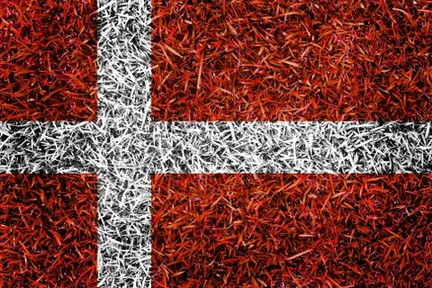 Denmark flag color grass texture background Stock Illustration