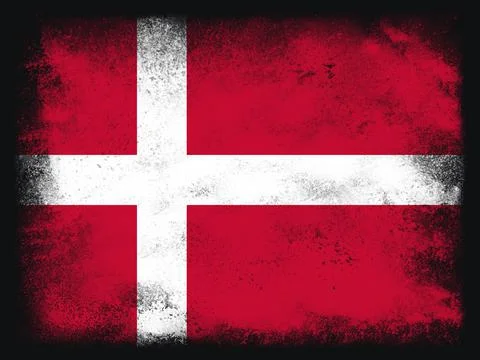 Denmark Flag design composition of exploding powder and paint, isolated on a  Stock Illustration