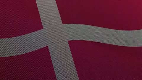 Denmark Flag Digital Particle Waving Seamless Loop Animation on Black Backg.. Stock Footage 339302430