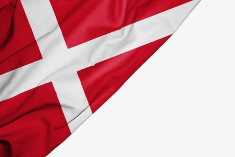 Denmark flag of fabric with copyspace for your text on white background. Stock Illustration