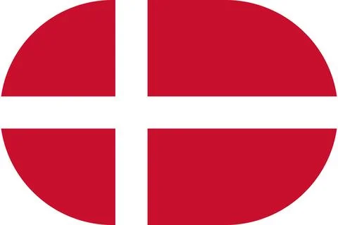 Denmark flag in flat oval design Stock Illustration
