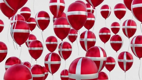 Denmark Flag On The Flying Balloons Stock Footage 314653049