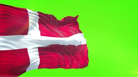 Denmark Flag in Green Screen Stock Footage 328531264