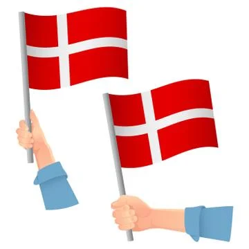 Denmark flag in hand icon Stock Illustration