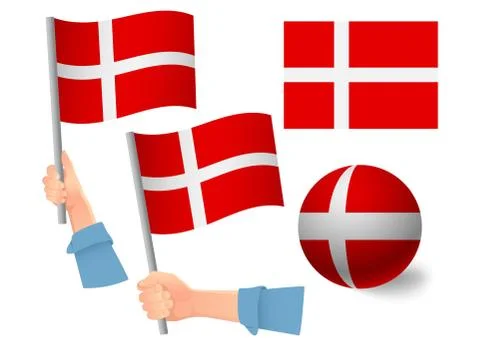 Denmark flag in hand icon 스톡 일러스트