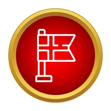 Denmark flag icon symbol on a red button Stock Illustration