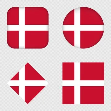 Denmark Flag Icons Pack. Vector illustration. Stock Illustration