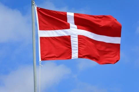 Denmark flag isolated in the wind Stock Photos