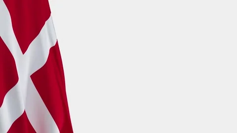 Denmark Flag Left Side, Waving National Symbol with Copy Space 스톡 동영상 332759091