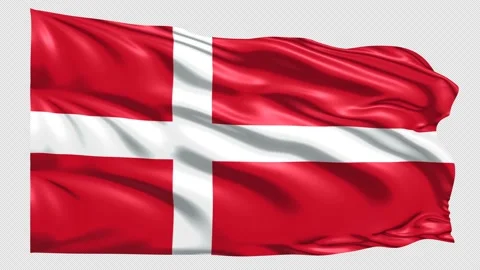 Denmark Flag Loop 4K UHD 3840 x 2160 with alpha channel Stock Footage 221344843