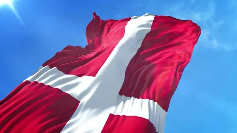 Denmark Flag Low Angle View Stock Footage 295689165