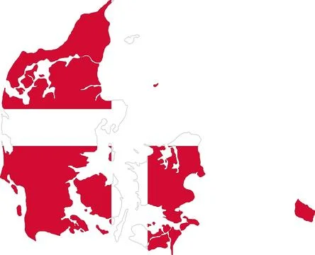 Denmark Flag in Map, Denmark Map with Flag, Nation Flag of Denmark, Denmark m Stock Illustration