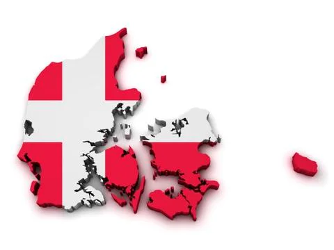 Denmark flag map shape Stock Illustration