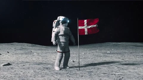 Denmark flag on Moon Stock-Footage 168336411